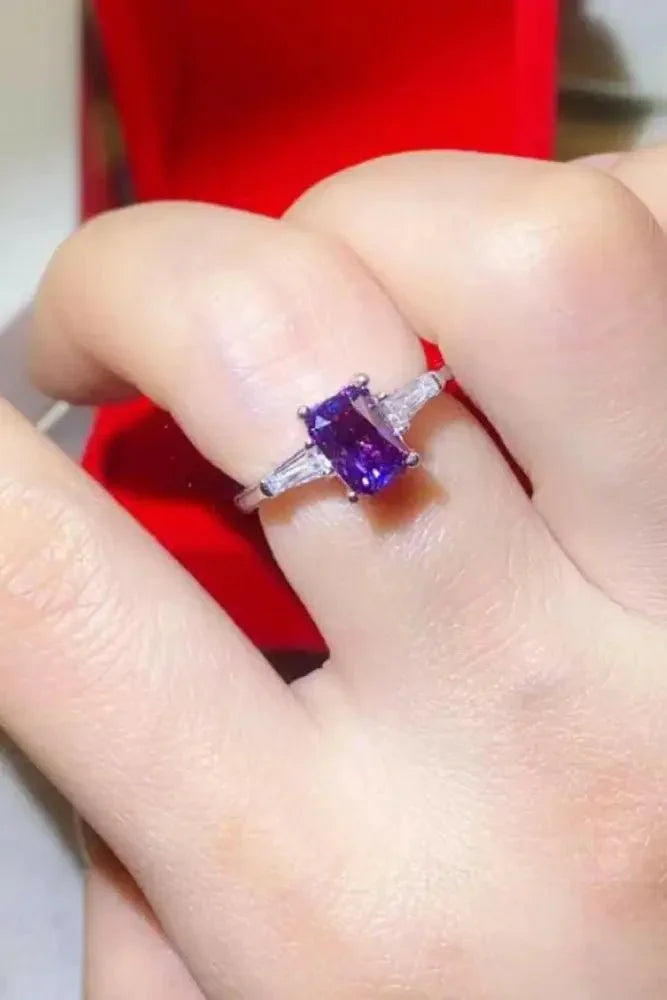 1 Carat Moissanite Platinum - Plated Rectangle Ring in Purple - Update AvenueRingTrendsi1013001009143261013001009143261 Carat Moissanite Platinum - Plated Rectangle Ring in PurplePurple