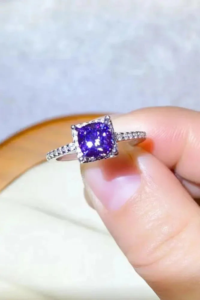1 Carat Moissanite Platinum - Plated Square Ring - Update AvenueRingTrendsi1013009182413591013009182413591 Carat Moissanite Platinum - Plated Square RingPurple