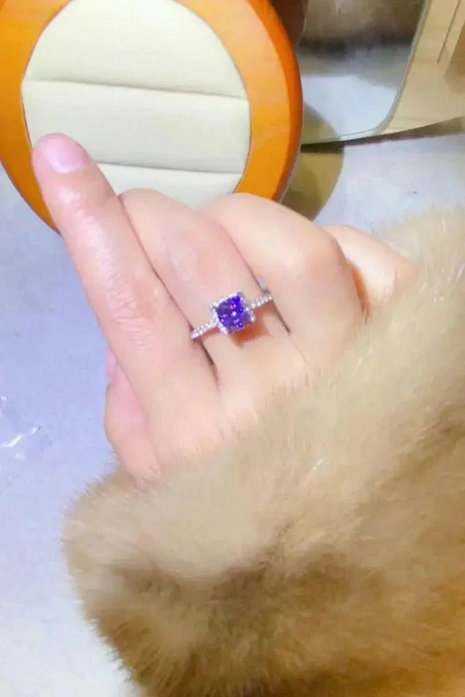 1 Carat Moissanite Platinum - Plated Square Ring - Update AvenueRingTrendsi1013009182413591013009182413591 Carat Moissanite Platinum - Plated Square RingPurple