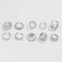 10-Piece Alloy Geometric Ring