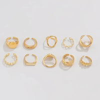 10-Piece Alloy Geometric Ring