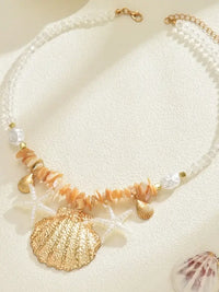 18K Gold-Plated Beach Shell Starfish Pendant Necklace