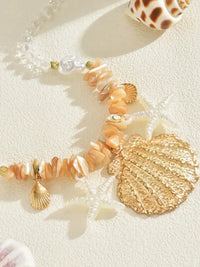 18K Gold-Plated Beach Shell Starfish Pendant Necklace