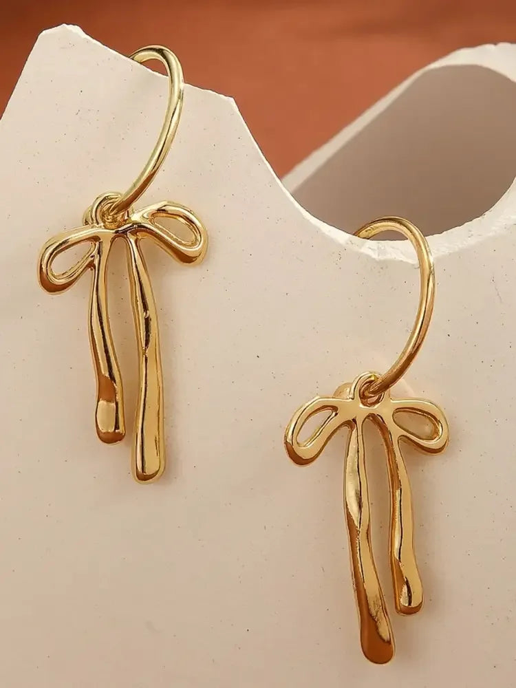 18K Gold-Plated Bow Tie Drop Earrings