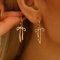 18K Gold-Plated Bow Tie Drop Earrings