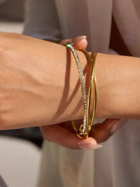 18K Gold-Plated Crossover Inlaid Zircon Bracelet