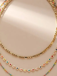 18K Gold-Plated Layered Resin Bead Necklace