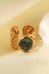 18k Gold Plated Malachite Leaf Ring - Update AvenueRingTrendsi10010044957060110010044957060118k Gold Plated Malachite Leaf RingTophus