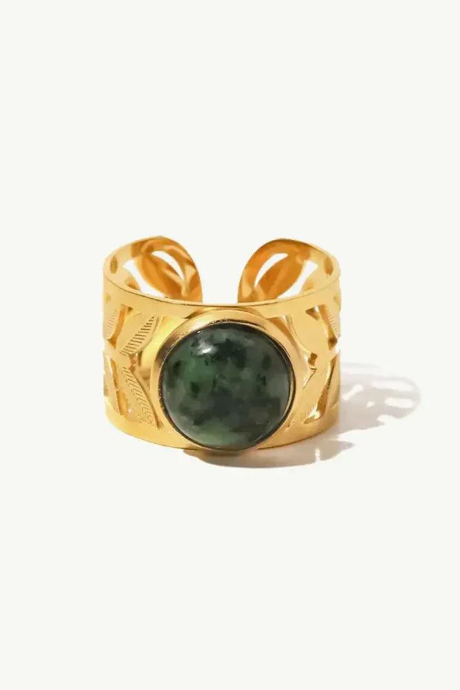18k Gold Plated Malachite Leaf Ring - Update AvenueRingTrendsi10010044957060110010044957060118k Gold Plated Malachite Leaf RingTophus