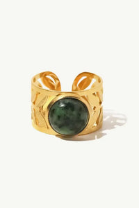 18k Gold Plated Malachite Leaf Ring - Update AvenueRingTrendsi10010044957060110010044957060118k Gold Plated Malachite Leaf RingTophus