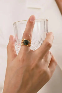 18k Gold Plated Malachite Leaf Ring - Update AvenueRingTrendsi10010044957060110010044957060118k Gold Plated Malachite Leaf RingTophus