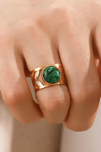18k Gold Plated Malachite Leaf Ring - Update AvenueRingTrendsi10010044957437210010044957437218k Gold Plated Malachite Leaf RingMalachite