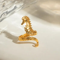 18K Gold-Plated Seahorse Wrap Adjustable Ring