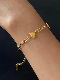 18K Gold - Plated Stainless Steel Heart Bracelet - Update AvenueBraceletsTrendsi10050007171126310050007171126318K Gold - Plated Stainless Steel Heart BraceletGold