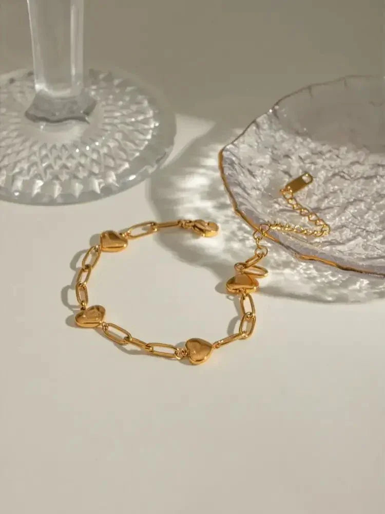 18K Gold - Plated Stainless Steel Heart Bracelet - Update AvenueBraceletsTrendsi10050007171126310050007171126318K Gold - Plated Stainless Steel Heart BraceletGold