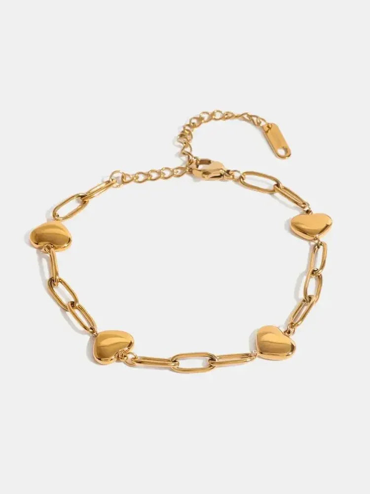 18K Gold - Plated Stainless Steel Heart Bracelet - Update AvenueBraceletsTrendsi10050007171126310050007171126318K Gold - Plated Stainless Steel Heart BraceletGold
