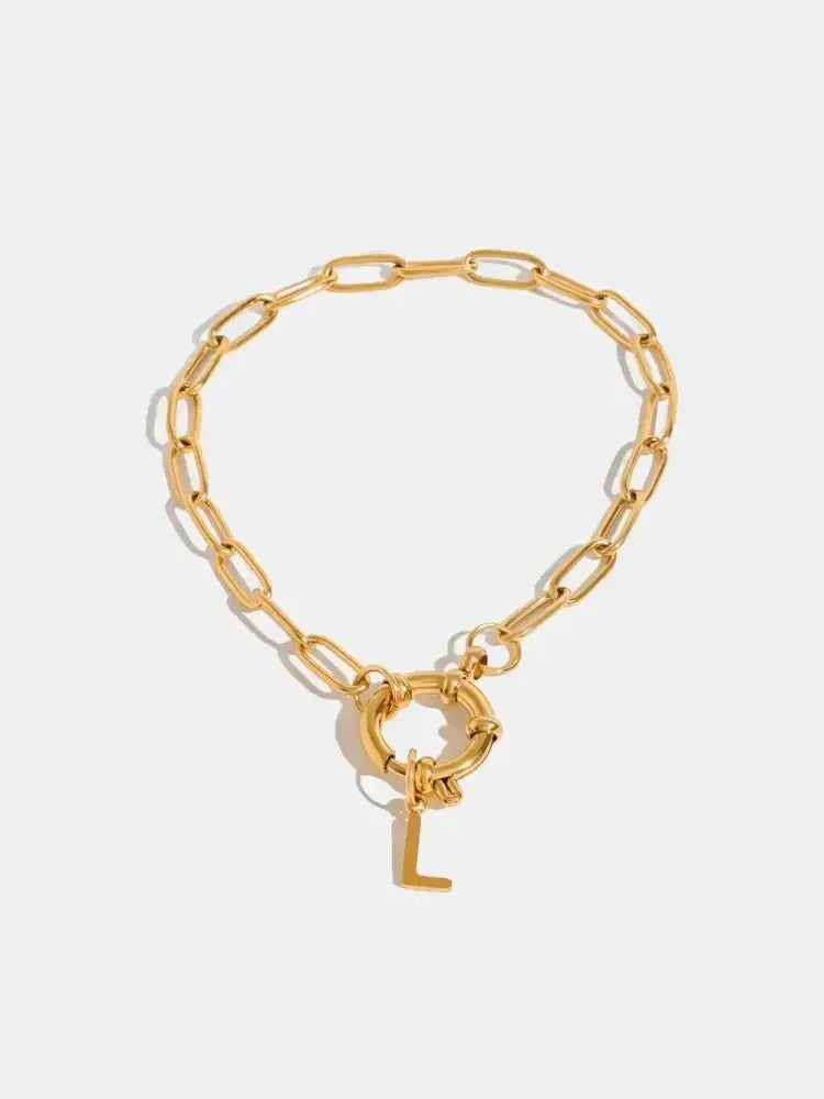 18K Gold - Plated Stainless Steel Letter L Bracelet - Update AvenueBraceletsTrendsi10050003822160310050003822160318K Gold - Plated Stainless Steel Letter L BraceletGold