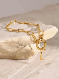 18K Gold - Plated Stainless Steel Letter L Bracelet - Update AvenueBraceletsTrendsi10050003822160310050003822160318K Gold - Plated Stainless Steel Letter L BraceletGold