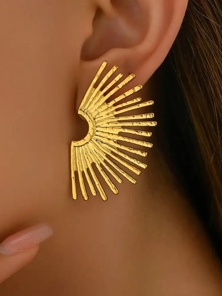 18K Gold-Plated Stainless Steel Sunburst Earrings