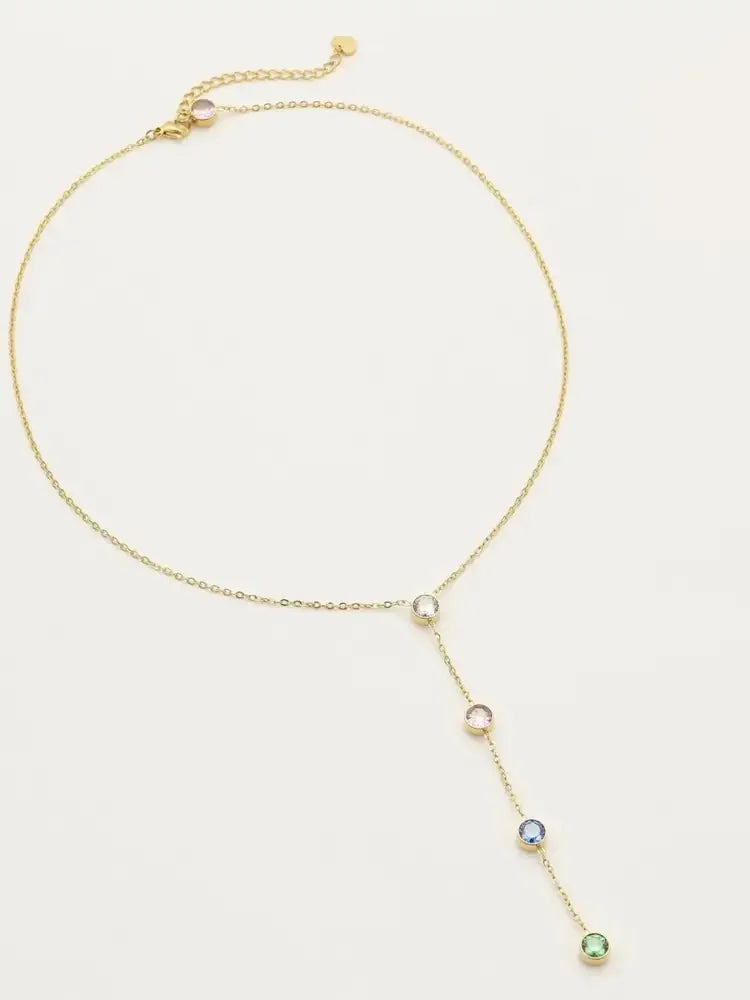 18K Gold-Plated Stainless Steel Zircon Y-Drop Necklace