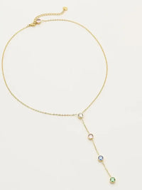 18K Gold-Plated Stainless Steel Zircon Y-Drop Necklace