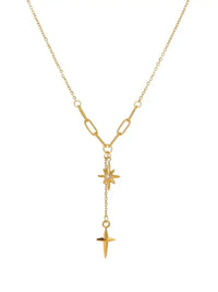 18K Gold-Plated Star Cross Pendant Necklace