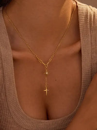 18K Gold-Plated Star Cross Pendant Necklace