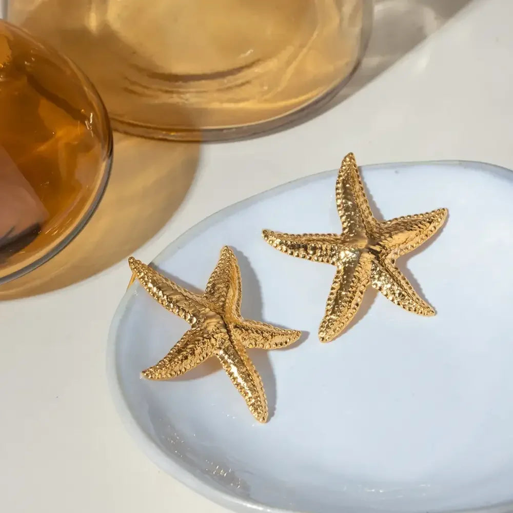 18K Gold-Plated Starfish Stud Earrings - Update Avenues