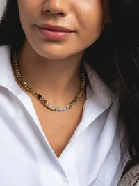 18K Gold-Plated Zircon Necklace and Bracelet Jewelry Set