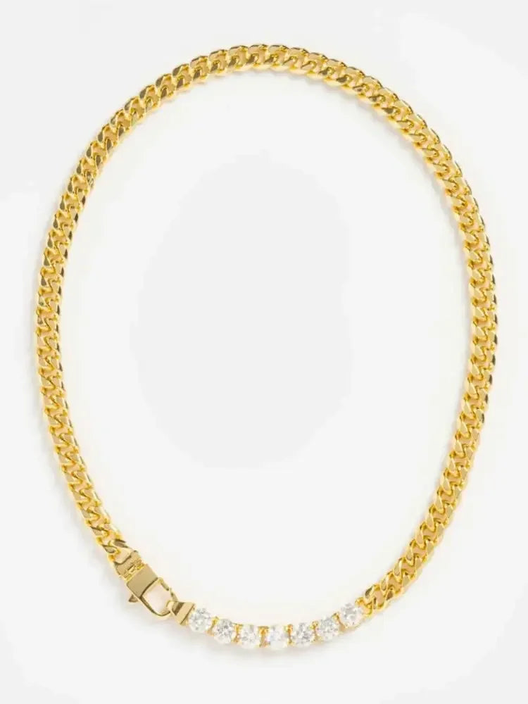 18K Gold-Plated Zircon Necklace and Bracelet Jewelry Set