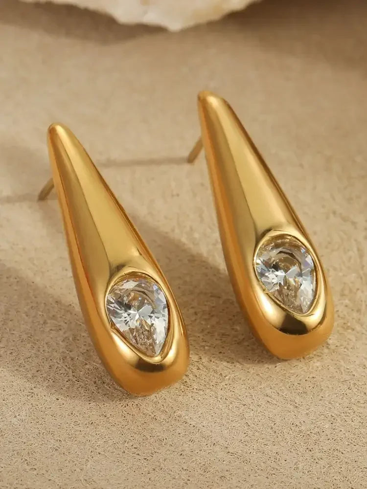 18K Gold-Plated Zircone Teardrop Earrings