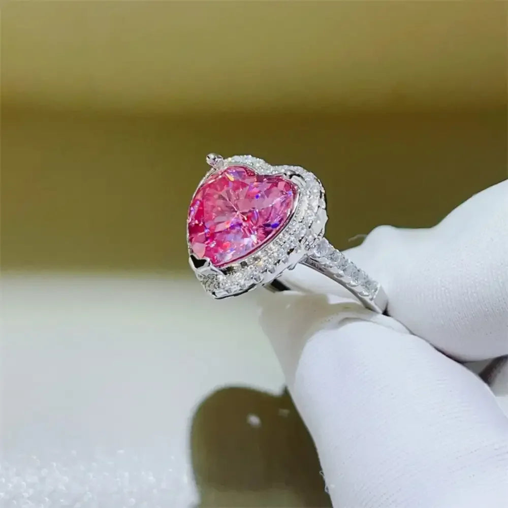 5 Carat Moissanite 925 Sterling Silver Heart Ring