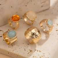 5-Piece 18K Gold-Plated Acrylic Stainless Steel Ring