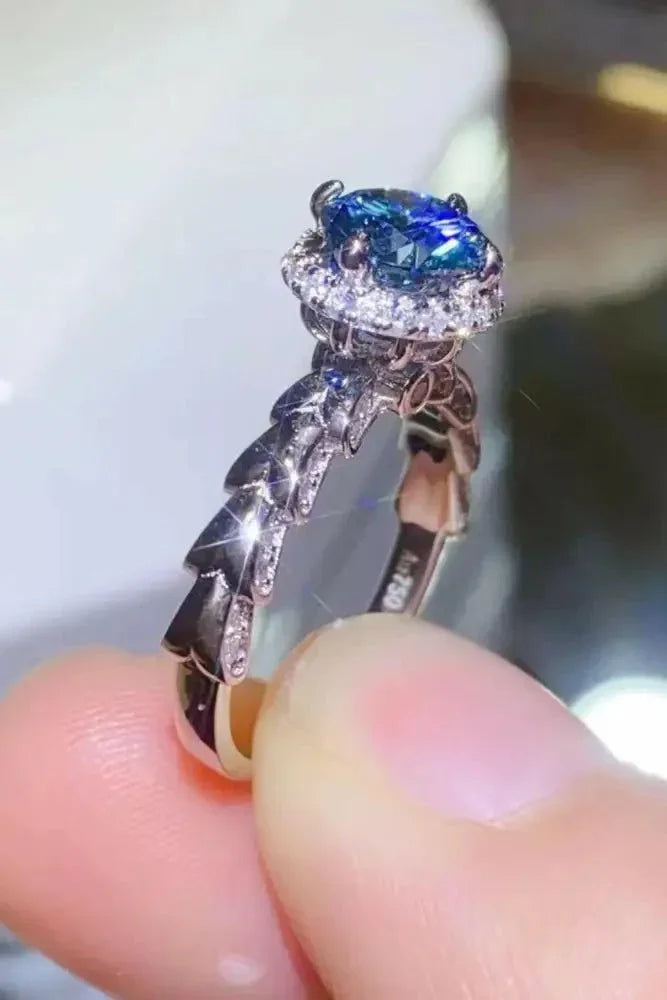 925 Sterling Silver 1 Carat Moissanite Cluster Ring - Update AvenueRingTrendsi101300707563803101300707563803925 Sterling Silver 1 Carat Moissanite Cluster RingRoyal Blue