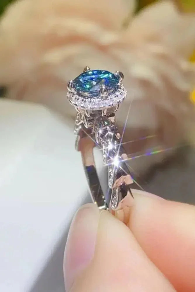 925 Sterling Silver 1 Carat Moissanite Cluster Ring - Update AvenueRingTrendsi101300707563803101300707563803925 Sterling Silver 1 Carat Moissanite Cluster RingRoyal Blue