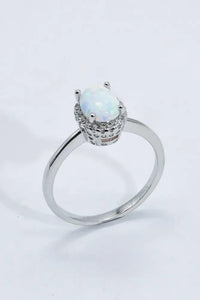 925 Sterling Silver 4-Prong Opal Ring