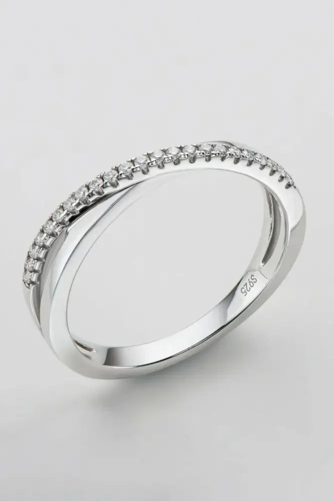 925 Sterling Silver Crisscross Moissanite Ring