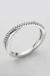925 Sterling Silver Crisscross Moissanite Ring