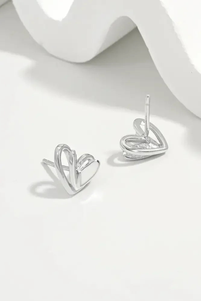 925 Sterling Silver Heart Stud Earrings