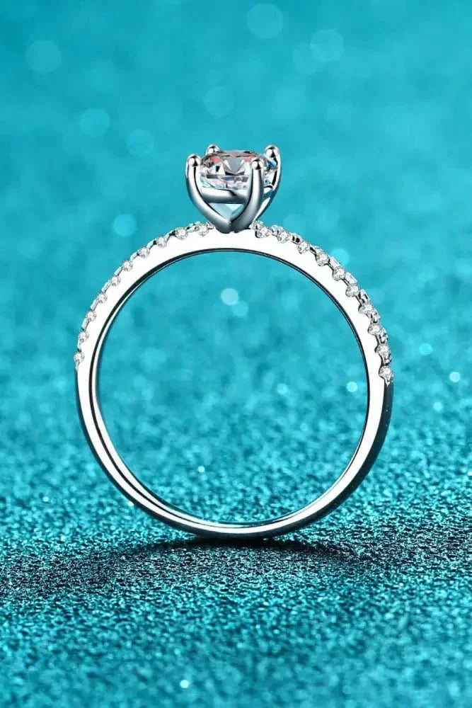 925 Sterling Silver Inlaid 1 Carat Moissanite Ring - Update AvenueRingTrendsi101300634089388101300634089388925 Sterling Silver Inlaid 1 Carat Moissanite RingSilver