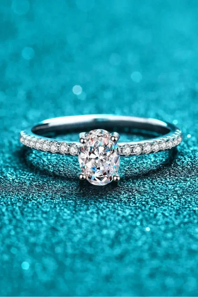 925 Sterling Silver Inlaid 1 Carat Moissanite Ring - Update AvenueRingTrendsi101300634089388101300634089388925 Sterling Silver Inlaid 1 Carat Moissanite RingSilver