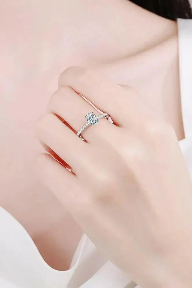 925 Sterling Silver Inlaid 1 Carat Moissanite Ring - Update AvenueRingTrendsi101300634089388101300634089388925 Sterling Silver Inlaid 1 Carat Moissanite RingSilver