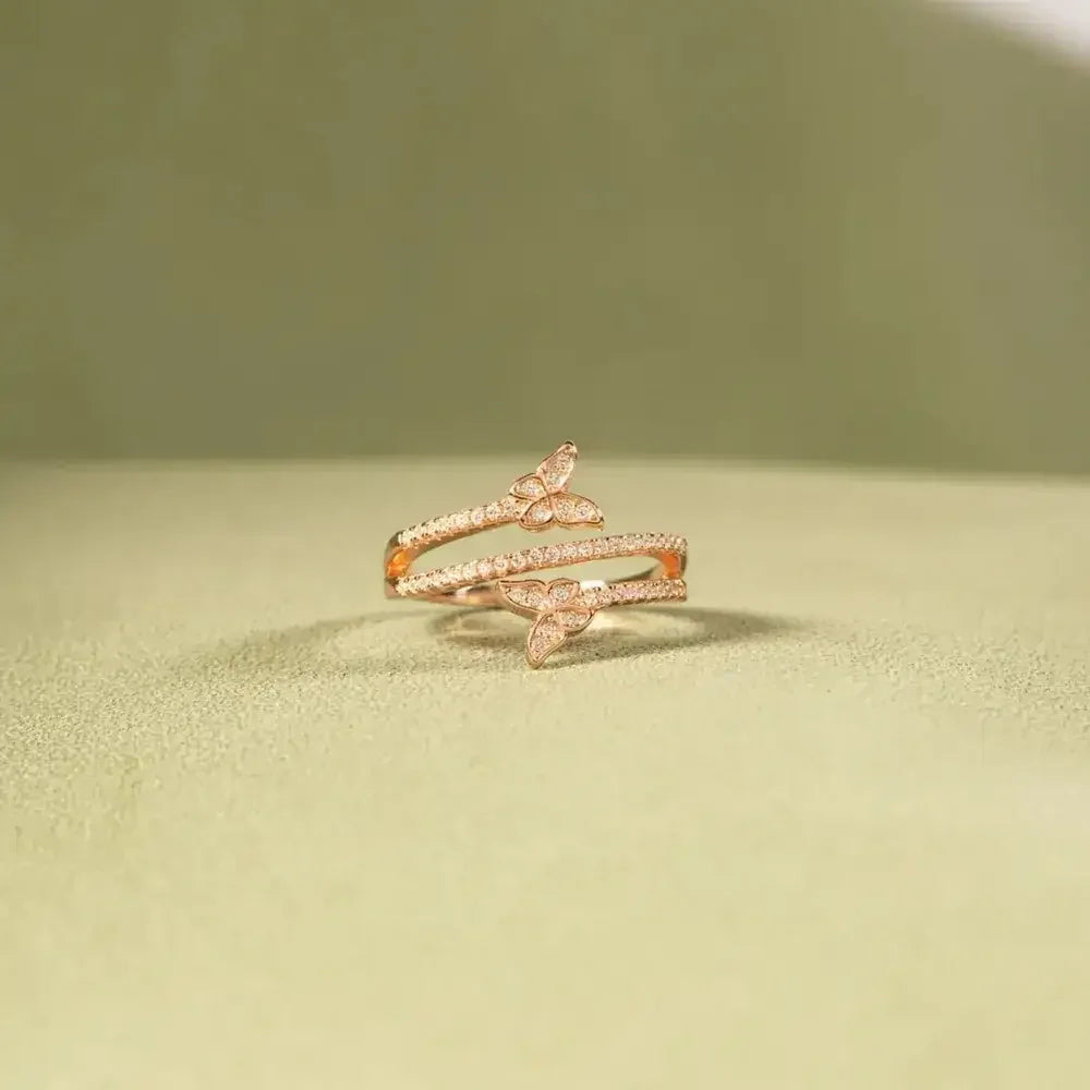 925 Sterling Silver Inlaid Zircon Butterfly Ring