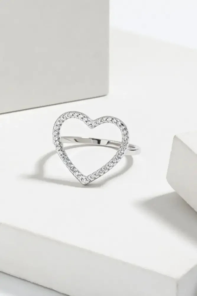 925 Sterling Silver Inlaid Zircon Heart Ring