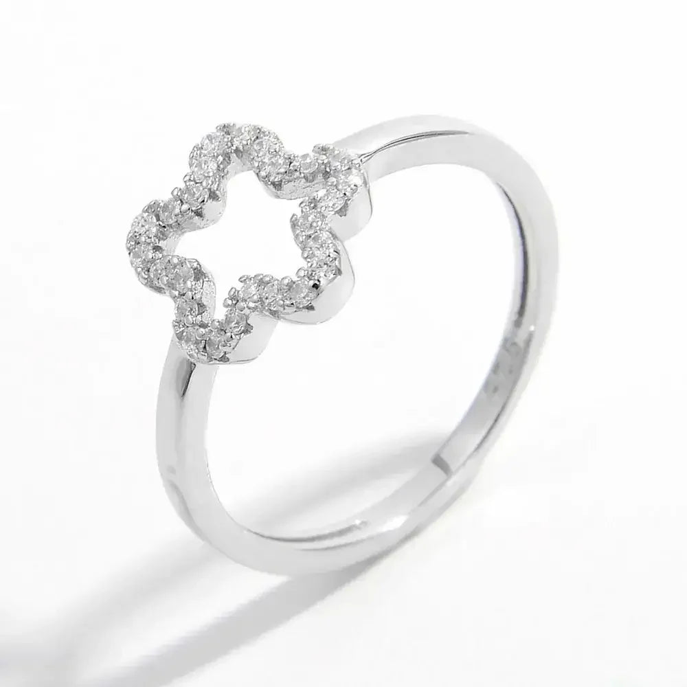 925 Sterling Silver Inlaid Zircon Ring