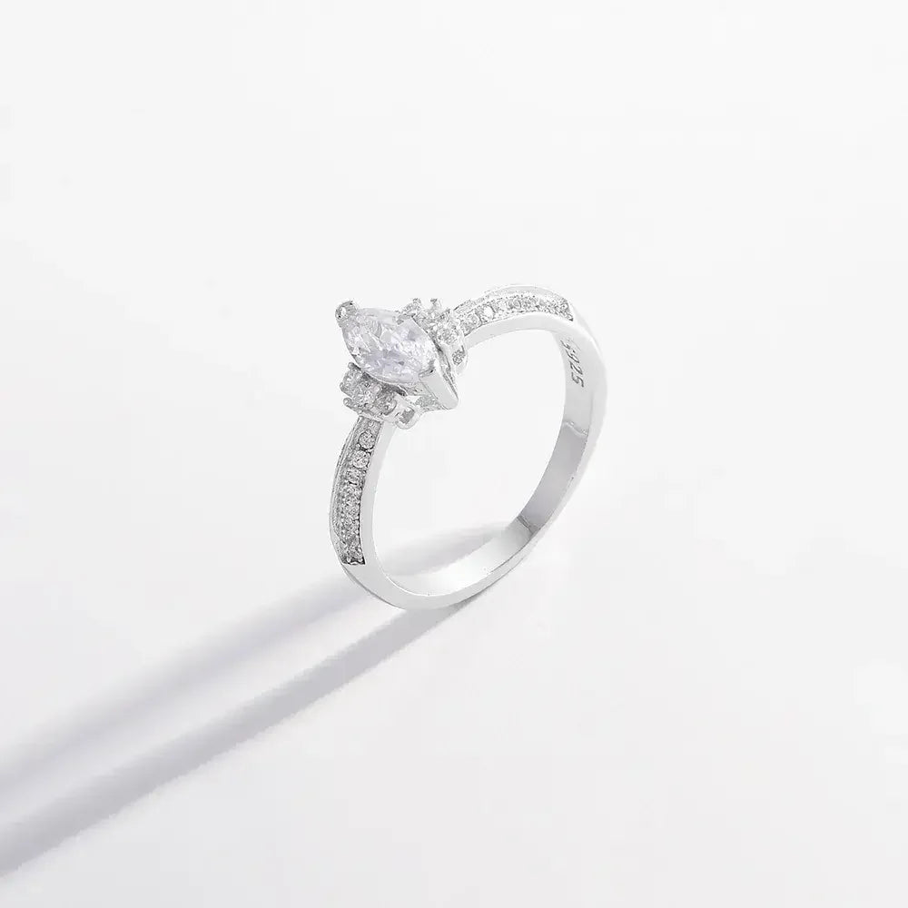 925 Sterling Silver Inlaid Zircon Ring
