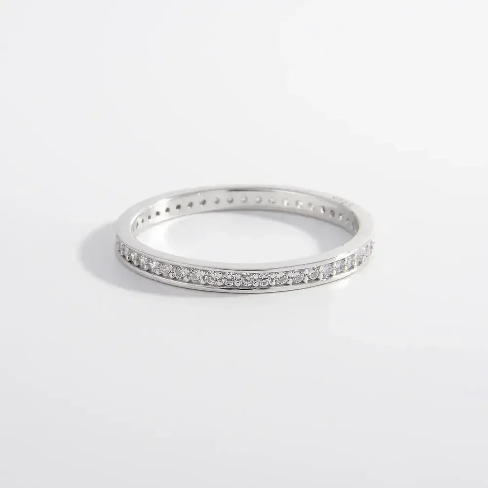 925 Sterling Silver Inlaid Zircon Ring