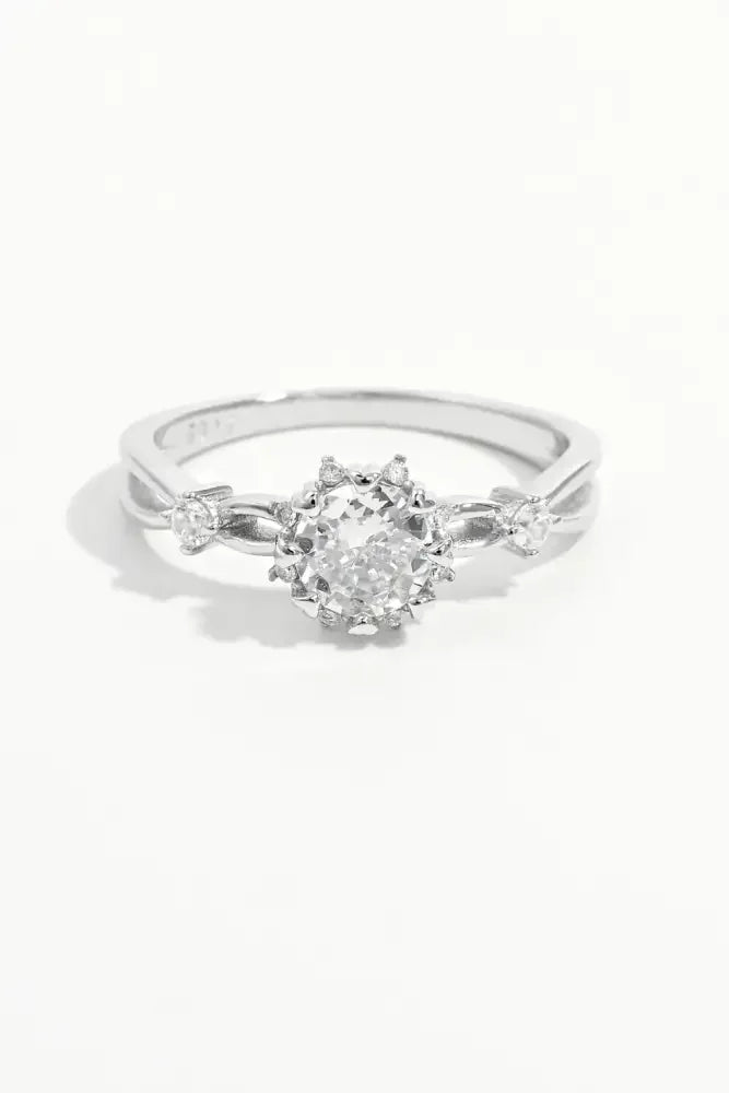 925 Sterling Silver Inlaid Zircon Ring