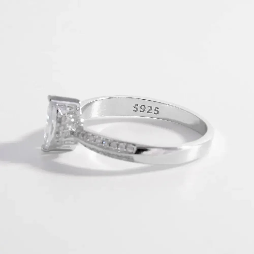 925 Sterling Silver Inlaid Zircon Ring