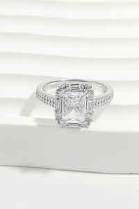 925 Sterling Silver Inlaid Zircon Square Ring